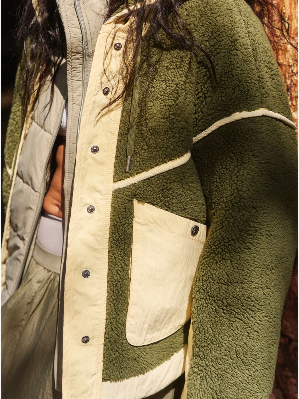 NWT FP Movement by Free People Trail Bender Fleece Jacket in Seagrass combo - Picture 2 of 9